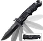 Black Tac-Force Spring Assist Military Fighter Folding Knife